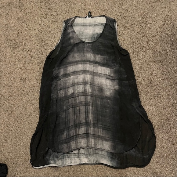 Eileen Fisher Silk Sheer High Low Tunic Blouse - Picture 7 of 8